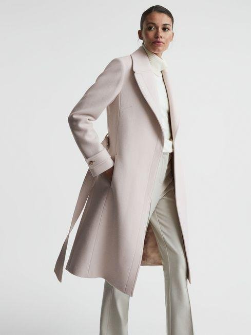 Neutral Tor Relaxed Wool Blend Belted Coat by REISS