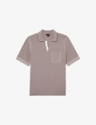 Newbury Contrast-Stitch Stretch-Knit Polo Shirt by REISS
