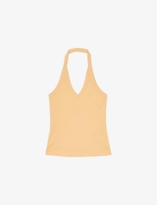 Nina Halterneck Stretch-Cotton Top by REISS