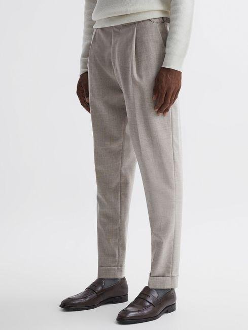 Oatmeal Beadnell Slim Fit Brushed Wool Trousers by REISS
