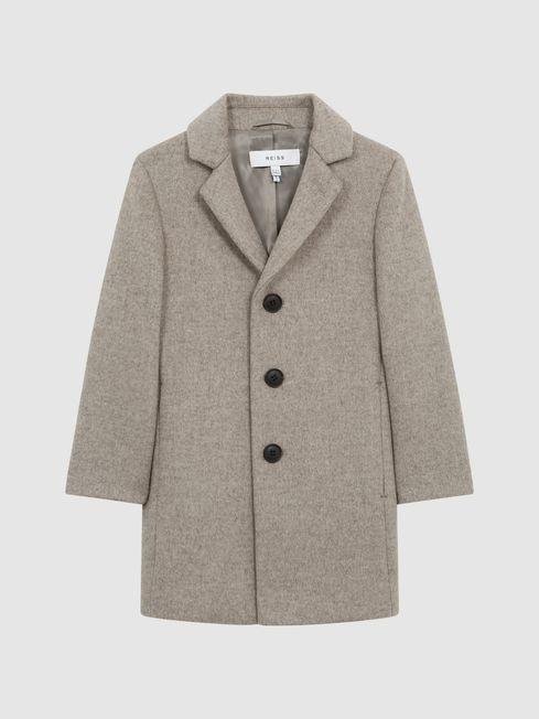 Oatmeal Gable Junior Single Breasted Overcoat by REISS