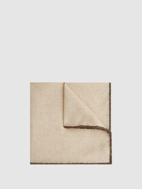 Oatmeal Halley Wool-Silk Blend Pocket Square by REISS