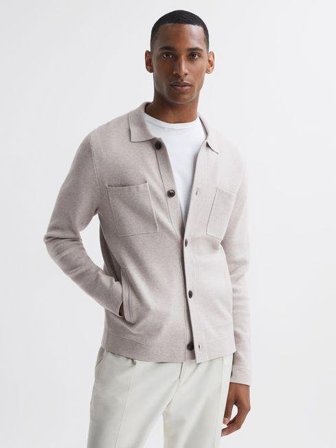 Oatmeal Melange Forester Long Sleeve Button-Through Cardigan by REISS
