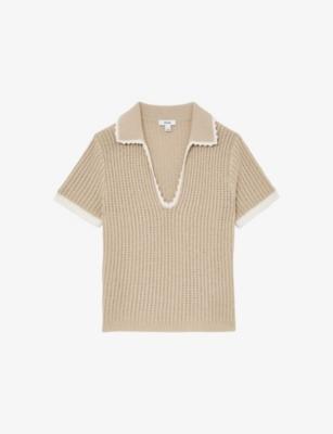 Ottilie Open-Collar Cotton and Linen Top by REISS