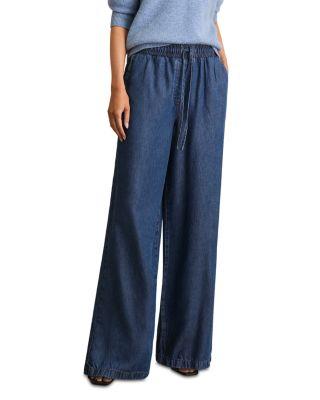 Parker Denim Look Wide Leg Pants by REISS