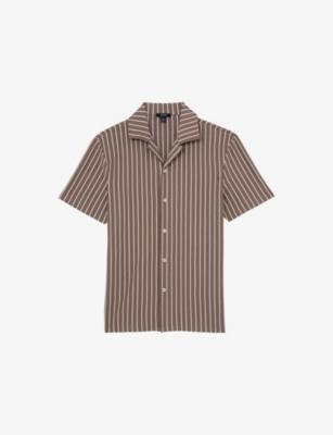 Percy Cuban-Collar Striped Stretch Cotton-Blend Shirt by REISS