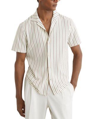 Percy Textured Stripe Cubano Shirt by REISS