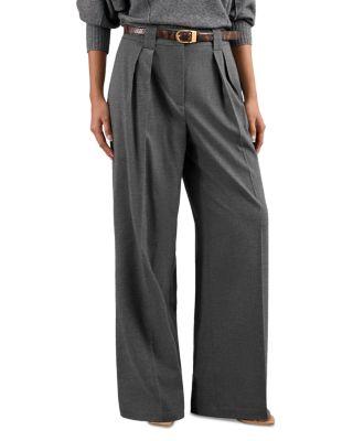 Petite Poppie Wide Leg Flannel Trousers by REISS