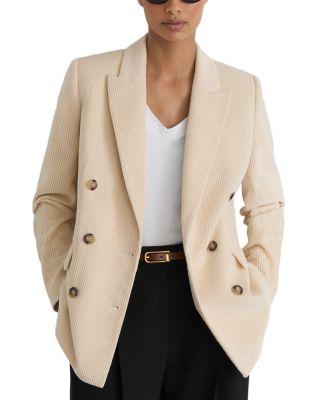 Petite Sadie Cotton Corduroy Double Breasted Blazer by REISS