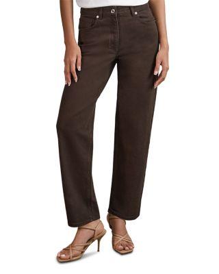 Petite Selin Mid Rise Straight Jeans in Chocolate by REISS