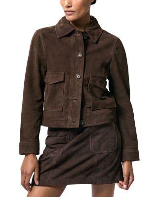 Petite Suede Trucker Jacket by REISS