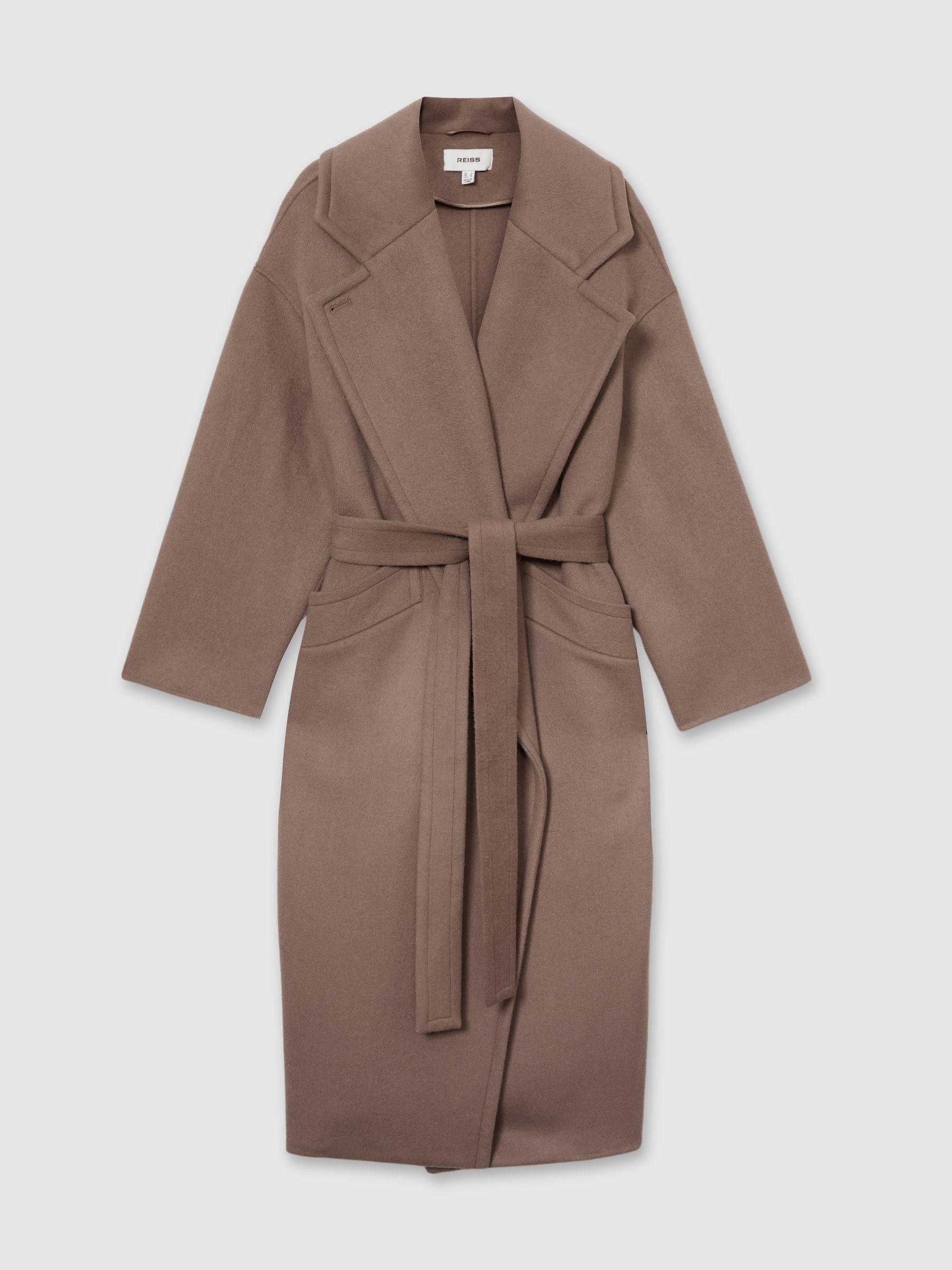 Petite Wool-Blend Blindseam Coat in Mink Neutral by REISS