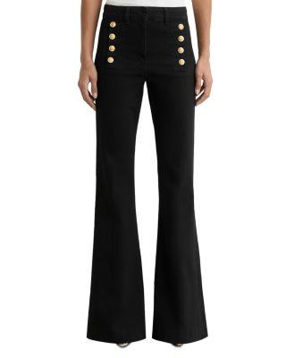 Petites Athena Flare Leg Jeans in Black by REISS