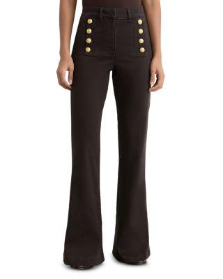 Petites Athena Flare Leg Jeans in Khaki Green by REISS