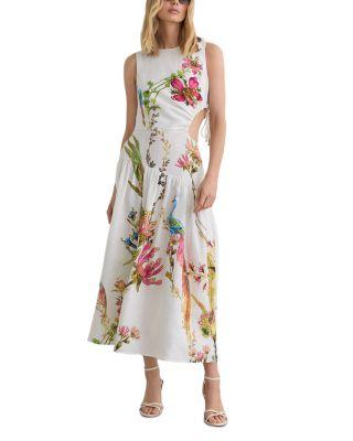 Petites Bianca Linen Cutout Dress by REISS