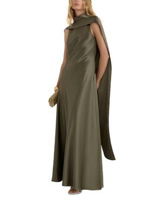 Petites Fae Satin Cape Dress by REISS