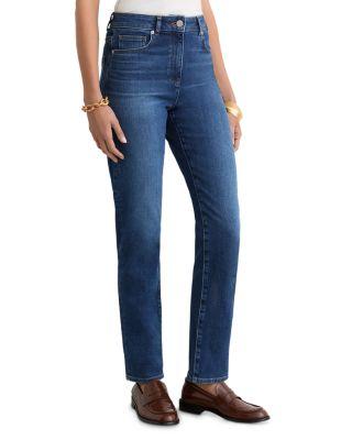 Petites Isabel Mid Rise Slim Jeans in Mid Blue by REISS