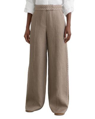 Petites Mila Linen Wave Trim Pants by REISS