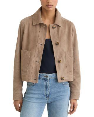 Petites Suede Trucker Jacket by REISS