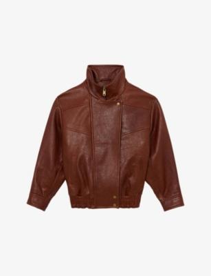 Petra Oversized Leather Jacket by REISS