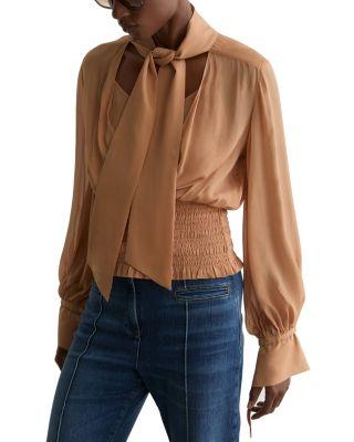 Phoebe Tie Neck Blouse by REISS