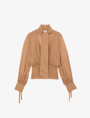 Phoebe Tie-Neck Woven Blouse by REISS