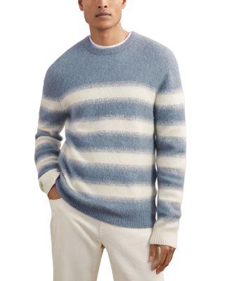 Piers Long Sleeve Crew Stripe Brush Alpaca Wool Jumper by REISS