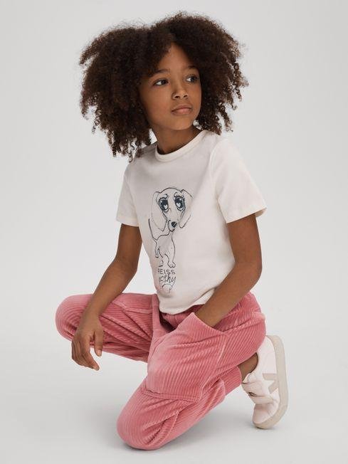 Pink Kora Junior Relaxed Corduroy Drawstring Trousers by REISS