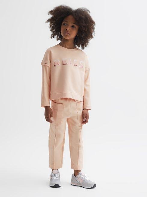 Pink Mina Junior Drawstring Front Seam Joggers by REISS
