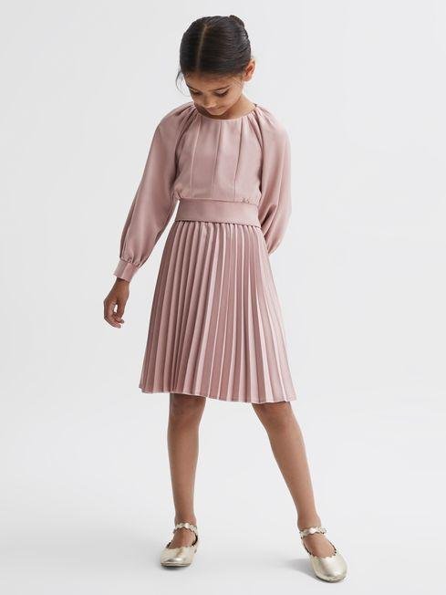 Pink Molly Junior Cropped Pleated Blouse by REISS