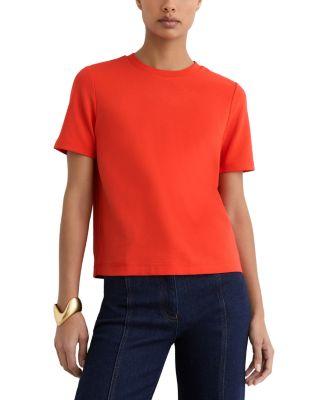 Plain Ribbed Neck T Shirt by REISS