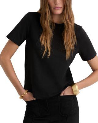 Plain Ribbed Neck T Shirt by REISS
