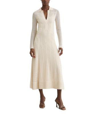 Pointelle Knit Panelled Midi Dress by REISS