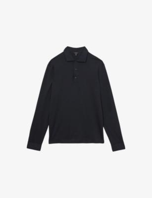 Porofino Long-Sleeved Cotton-Jersey Polo Shirt by REISS