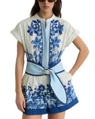 Print Belted Romper by REISS