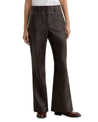 Priya Leather Flared Trousers by REISS