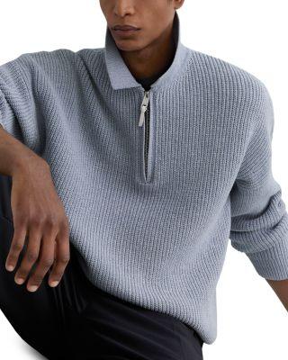 Prop Long Sleeve Half Zip Ribbed Polo Shirt by REISS