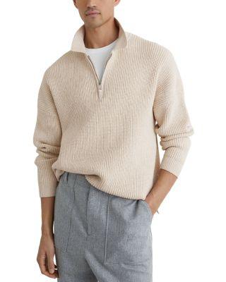 Prop Long Sleeve Half Zip Ribbed Polo Shirt by REISS