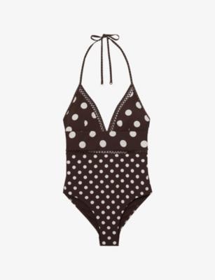 Ray Polka-Dot Halterneck Swimsuit by REISS