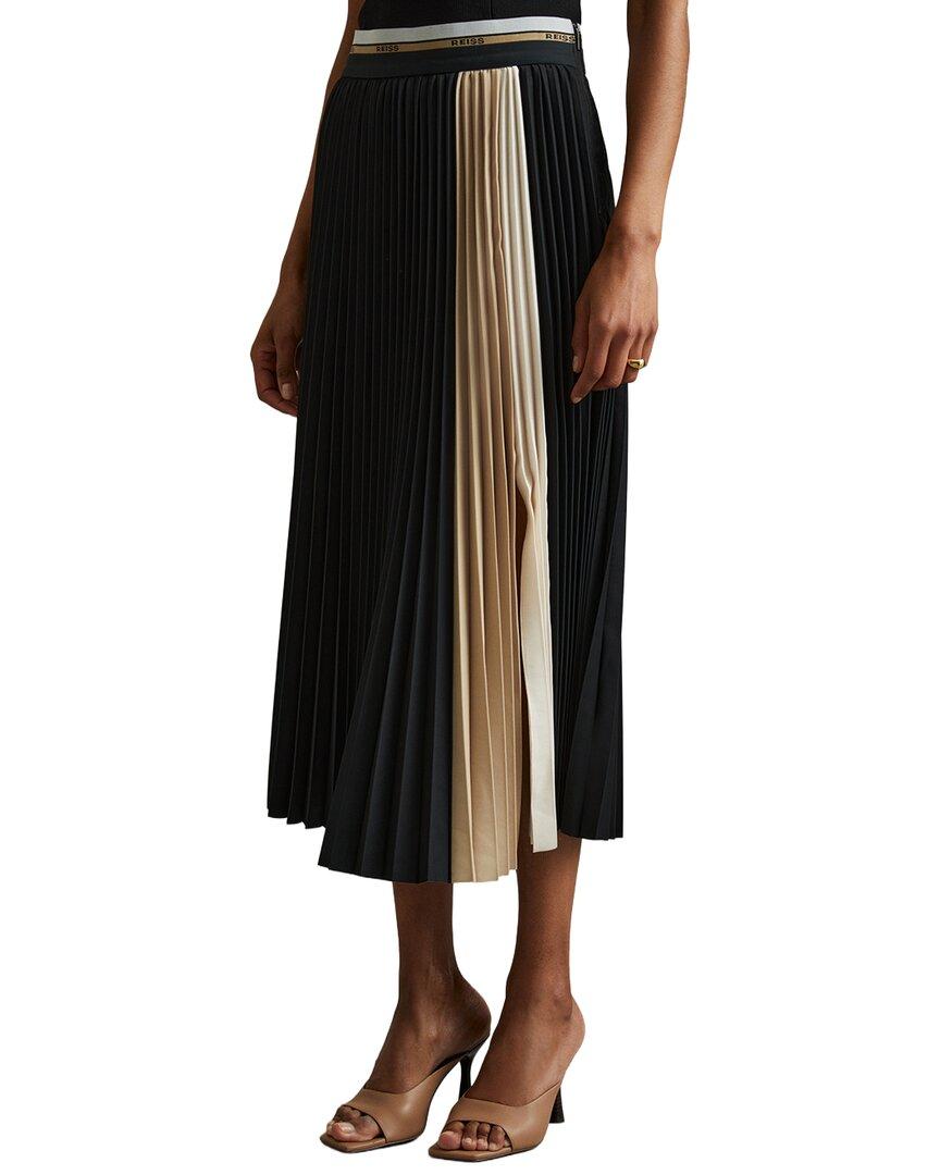 Reiss Iris Contrast Waistband Pleated Skirt by REISS