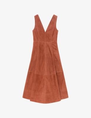 Reiss x Atelier Nola V-Neck Suede Midi Dress by REISS