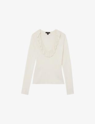 Reiss x Atelier Rosie Ruffle-Neck Stretch Silk-Blend Top by REISS