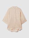 Relaxed Sleeve Linen Shirt in Blush by REISS