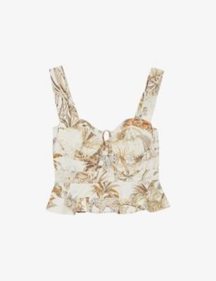 Remi Graphic-Print Cotton Bustier Top by REISS