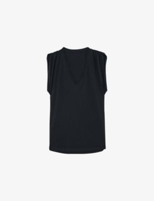 Renee V-Neck Gathered-Detail Cotton T-Shirt by REISS