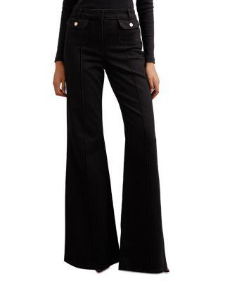 Ria Button Detail High Rise Flare Jeans in Black by REISS