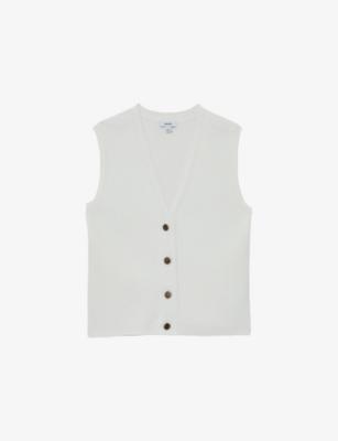Ria Herringbone-Textured Knitted Waistcoat by REISS