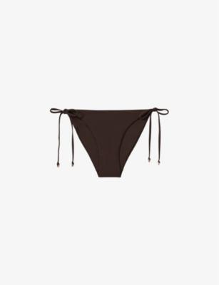 Riah side-tie low-rise stretch-woven bikini top by REISS