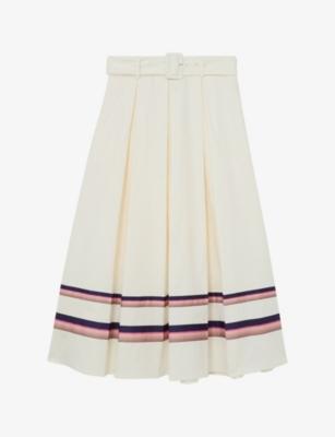 Rian Stripe-Print Stretch-Cotton Midi Skirt by REISS