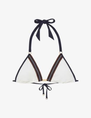 Riva Colour-Block Triangle Stretch-Woven Bikini Top by REISS